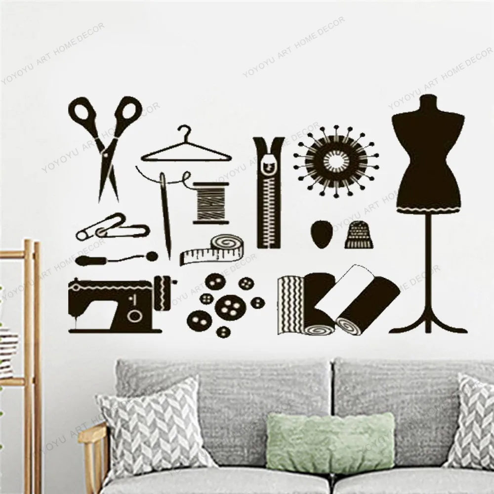 Wall Decal Atelier for Women Vinyl Sticker Decals Tailor Seamstress flakes sewing Salon Dress Form Mannequin Decor Art yw-677
Wall Decal Atelier for Women Vinyl Sticker Decals Tailor Seamstress flakes sewing Salon Dress Form Mannequin Decor Art yw-677