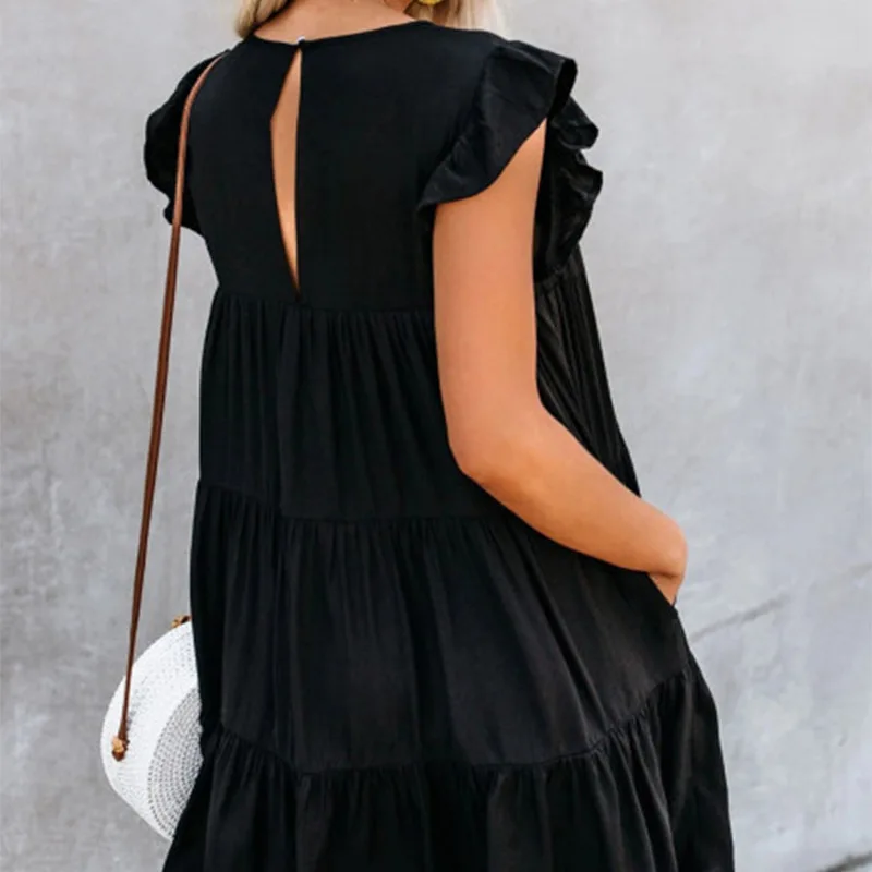 Fashion O-neck Short Sleeve White Mini Woman Dress 2021 Summer Loose Casual Ruffles Beach Dresses For Women Sundress Femme Robe
Fashion O-neck Short Sleeve White Mini Woman Dress 2021 Summer Loose Casual Ruffles Beach Dresses For Women Sundress Femme Robe
