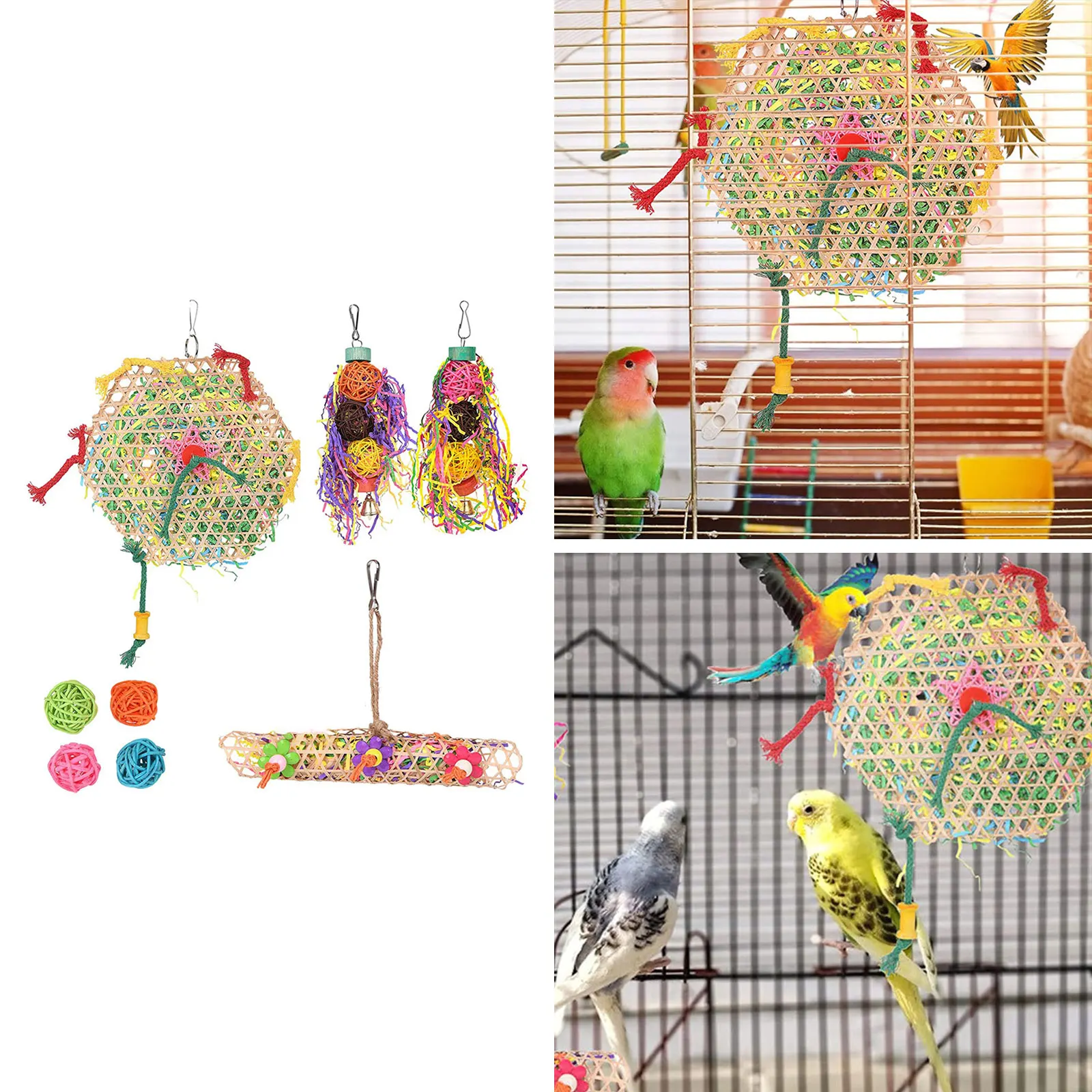 Wooden Foraging Shredder Hanging Toy Highly Interactive Bird Loofah Chewing Toys Colorful Parrot Cage Shredder Toy For Macaws
Wooden Foraging Shredder Hanging Toy Highly Interactive Bird Loofah Chewing Toys Colorful Parrot Cage Shredder Toy For Macaws