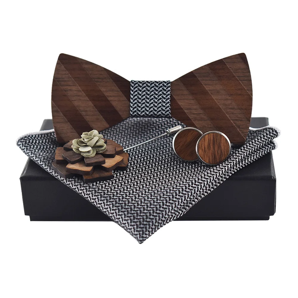 Adjustable Hanky Handkerchief Classic Square Wedding Box Elegant Bowtie Carved Fashion Pocekt Gift Party Tie Cufflink Sets | Аксессуары