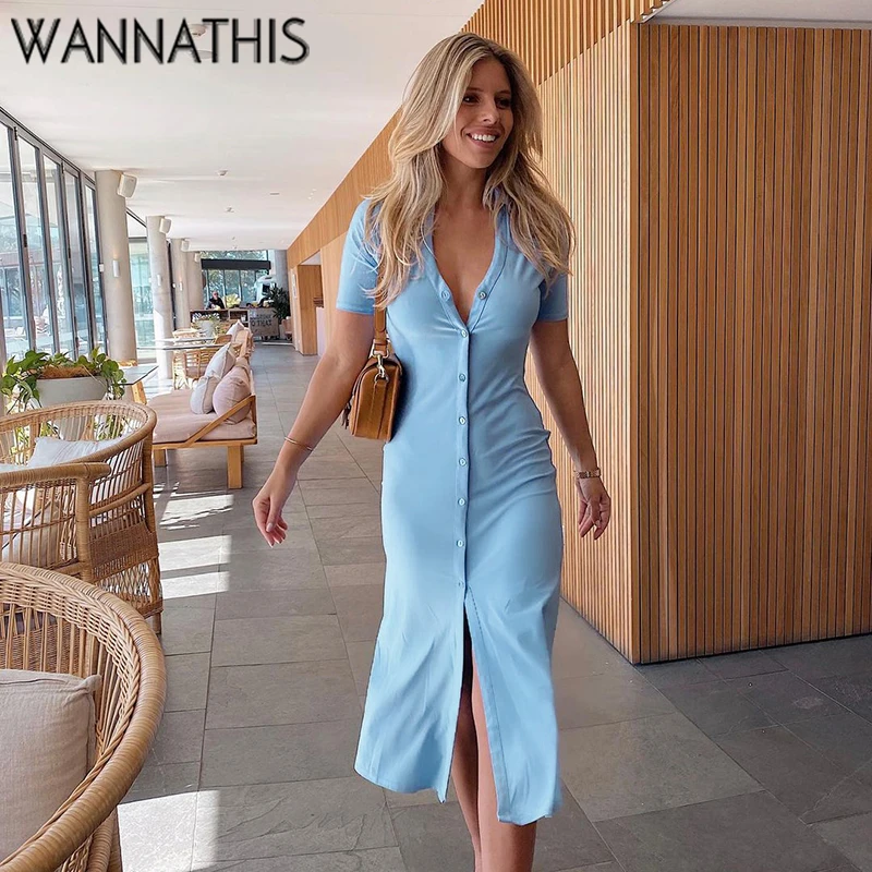 WannaThis Short Sleeve Party Dresses Women Button Slim Mid-Calf V-Neck Skinny Summer Sexy Dresses Women Cotton Side Split HemNew
WannaThis Short Sleeve Party Dresses Women Button Slim Mid-Calf V-Neck Skinny Summer Sexy Dresses Women Cotton Side Split HemNew