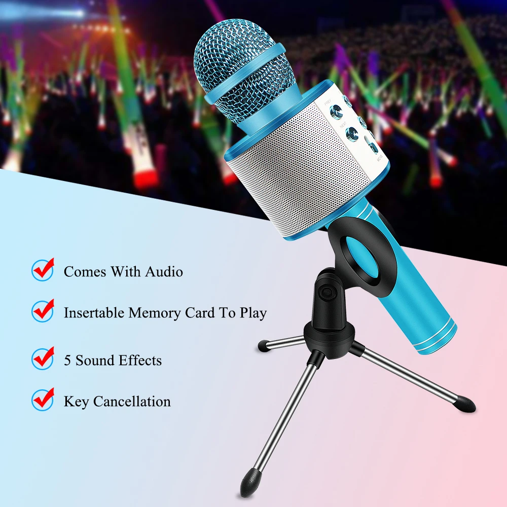 WS858 Karaoke Microphone Bluetooth Mikrofon Music Player Microfone For Live Broadcast Online Singing Gift Mic For Kids With Bag
WS858 Karaoke Microphone Bluetooth Mikrofon Music Player Microfone For Live Broadcast Online Singing Gift Mic For Kids With Bag