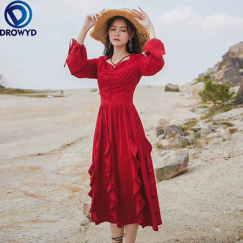 2021 Vintage Autumn Boho Runway Chiffon Dress New Luxury Elegant High Waist A-line Long Sleeve Dresses Women Sexy Party Vestidos
2021 Vintage Autumn Boho Runway Chiffon Dress New Luxury Elegant High Waist A-line Long Sleeve Dresses Women Sexy Party Vestidos