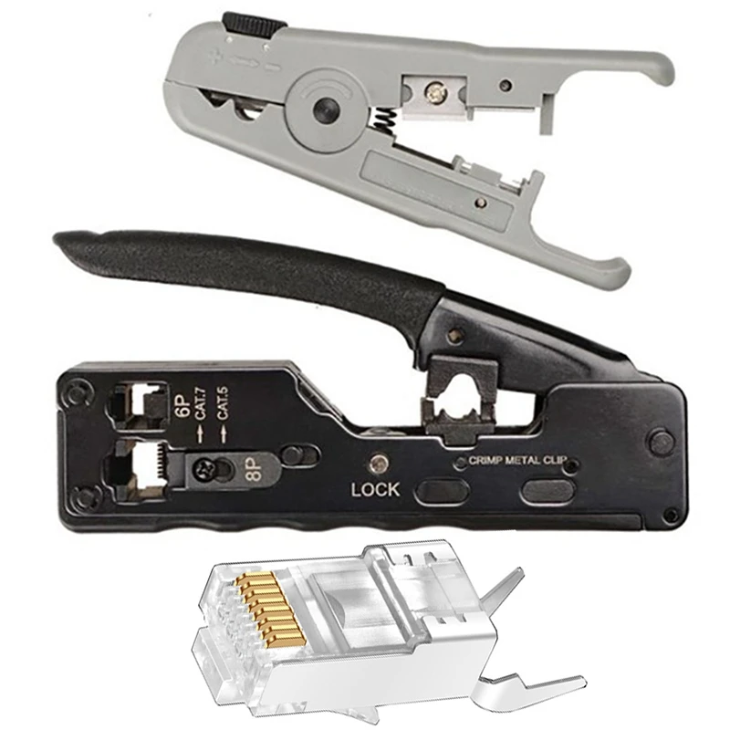 RJ45 RJ11 Network Ethernet Cable Crimping Tool Compact Modular Crimper and Stripper for Cat5/Cat6/Cat6A/Cat7 Cable Plug
RJ45 RJ11 Network Ethernet Cable Crimping Tool Compact Modular Crimper and Stripper for Cat5/Cat6/Cat6A/Cat7 Cable Plug