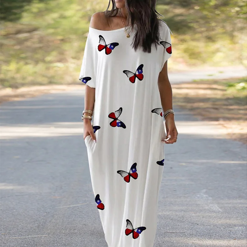 European leisure boat anchor print loose dress summer fashion o-neck short sleeve women's T-shirt long skirt
European leisure boat anchor print loose dress summer fashion o-neck short sleeve women's T-shirt long skirt