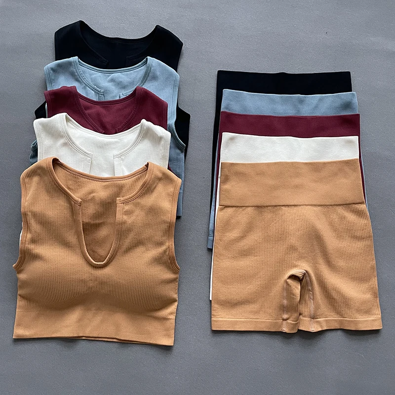 Women Yoga Sets Seamless U Collar Vest Fitness Suits For Women High Waist Shorts Female Workout Running Sport Outfit Yoga Suit
Women Yoga Sets Seamless U Collar Vest Fitness Suits For Women High Waist Shorts Female Workout Running Sport Outfit Yoga Suit