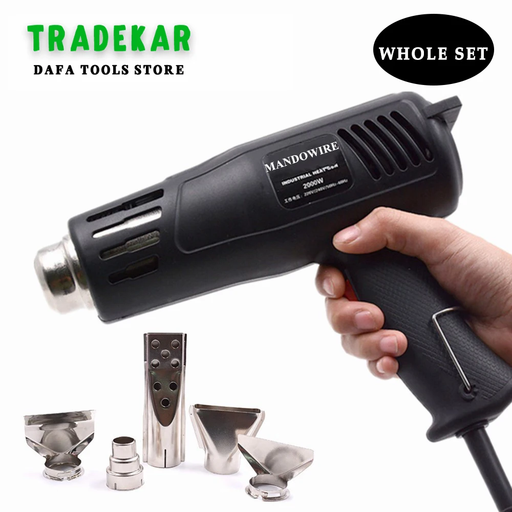 DIY Heat Gun Power with Hot Air Gun 930℉ Overload Protection with 5 Metal Nozzle Shrink Wrapping Tubing Paint Removal tools 2KW
DIY Heat Gun Power with Hot Air Gun 930℉ Overload Protection with 5 Metal Nozzle Shrink Wrapping Tubing Paint Removal tools 2KW