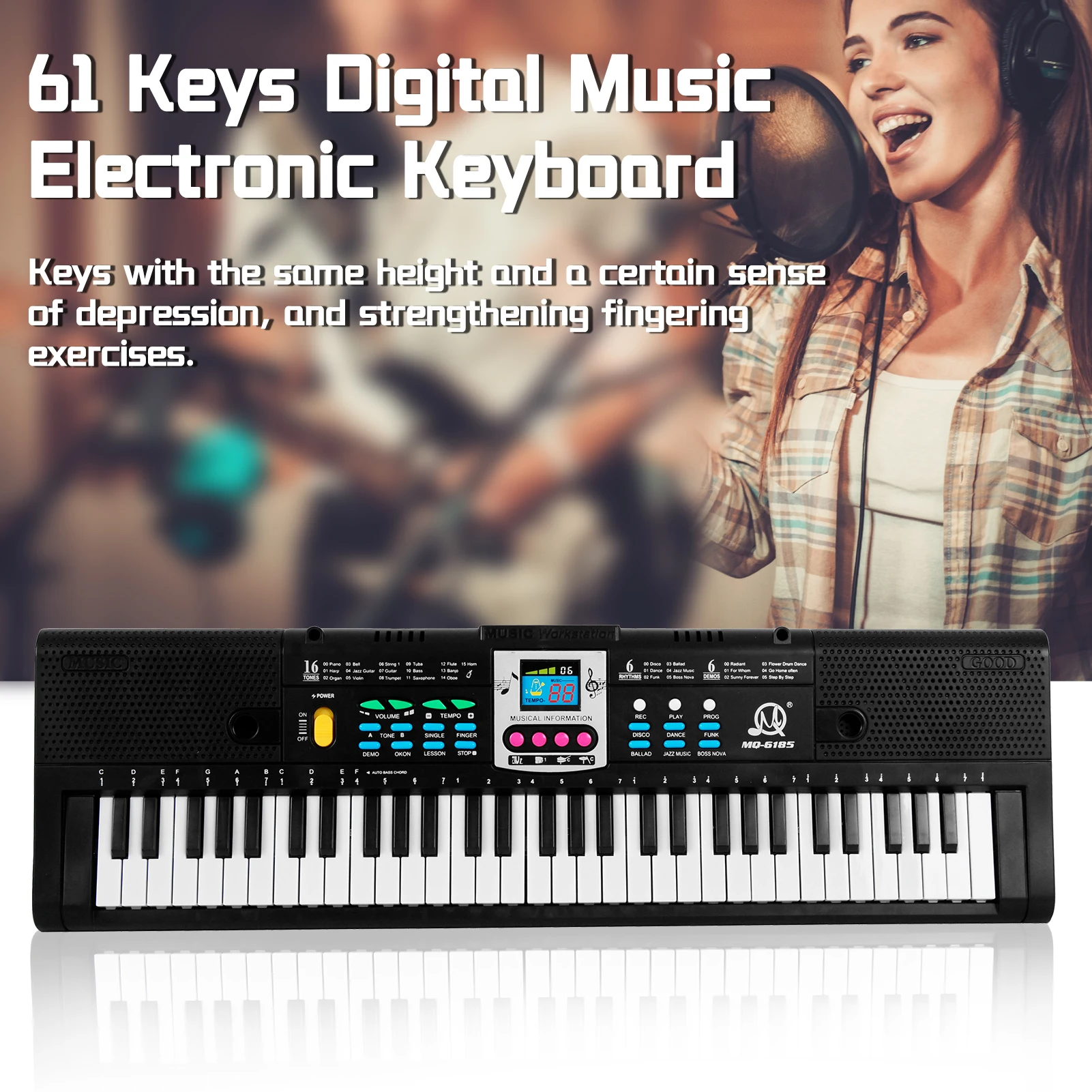 61 Keys Digital Music Electronic Keyboard Kids Multifunctional Electric Piano Keyboard for Piano Student and Microphone Function
61 Keys Digital Music Electronic Keyboard Kids Multifunctional Electric Piano Keyboard for Piano Student and Microphone Function