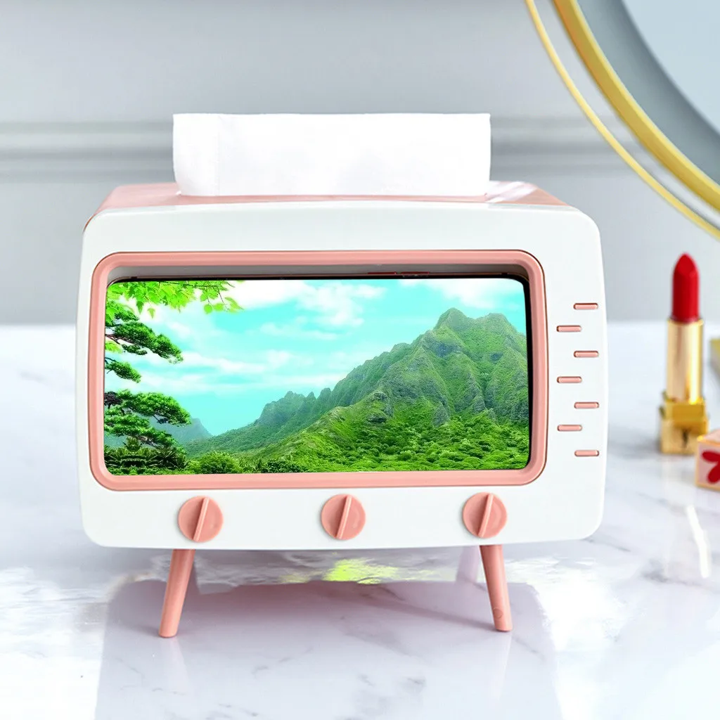 2 In 1 Tissue Box Office Desk Creative Tv Appearance With Phone Stand#s | Дом и сад