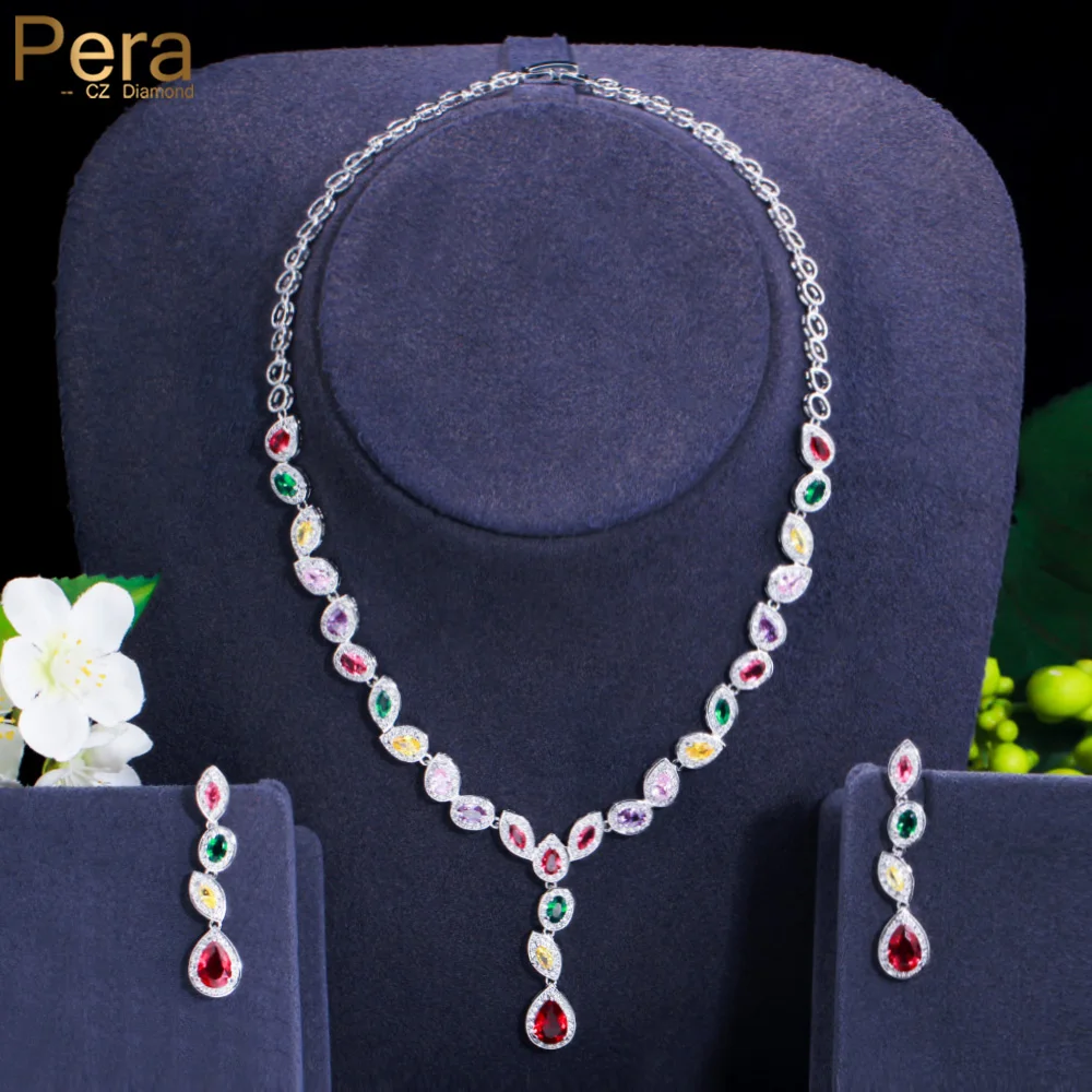 Pera Noticeable Multicolor Cubic Zirconia Long Water Drop Earrings Necklace Sets Wedding Bridal Dress Jewelry Accessories J457
Pera Noticeable Multicolor Cubic Zirconia Long Water Drop Earrings Necklace Sets Wedding Bridal Dress Jewelry Accessories J457