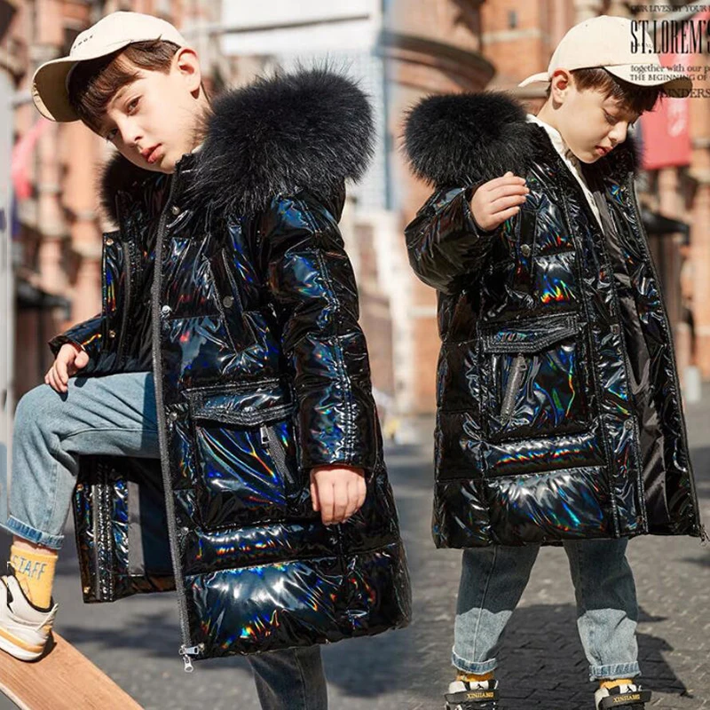 Winter Boys Down Jacket Mid-length Medium-Large Children's Glossy Laser Black New Thicken Windproof Children's Hooded Jacket
Winter Boys Down Jacket Mid-length Medium-Large Children's Glossy Laser Black New Thicken Windproof Children's Hooded Jacket