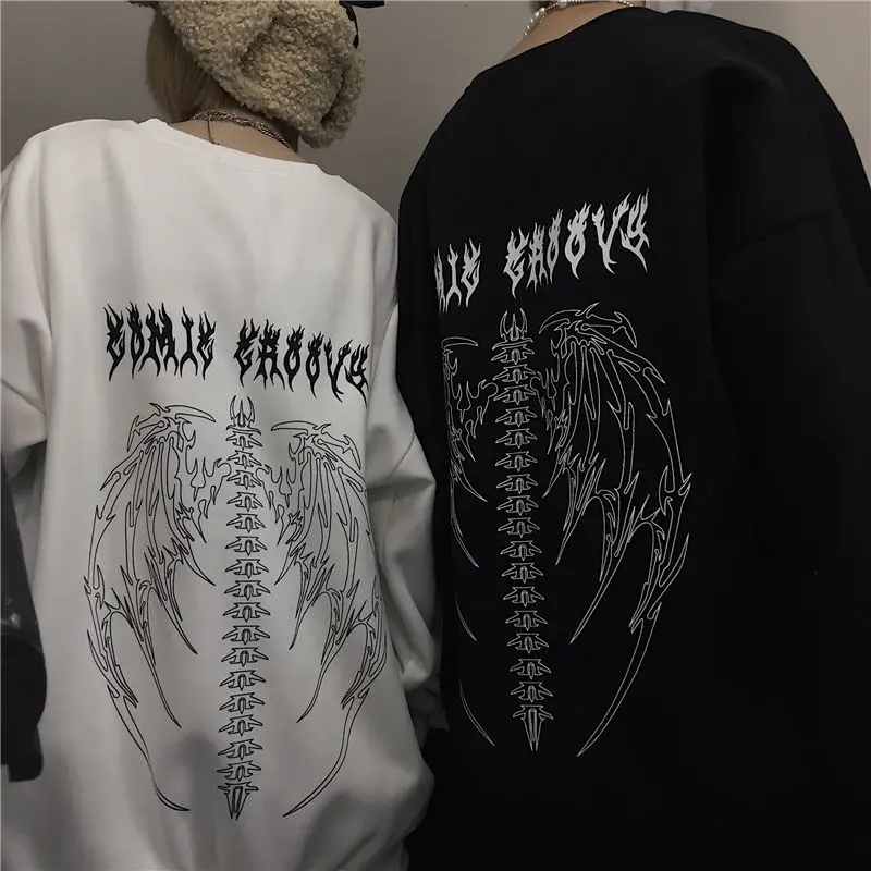 Women Spring Streetwear Black White Tops Harajuku Gothic Oversized Hoodies Women Men Hip-hop Cool Couple High Street Sweatshirts
Women Spring Streetwear Black White Tops Harajuku Gothic Oversized Hoodies Women Men Hip-hop Cool Couple High Street Sweatshirts