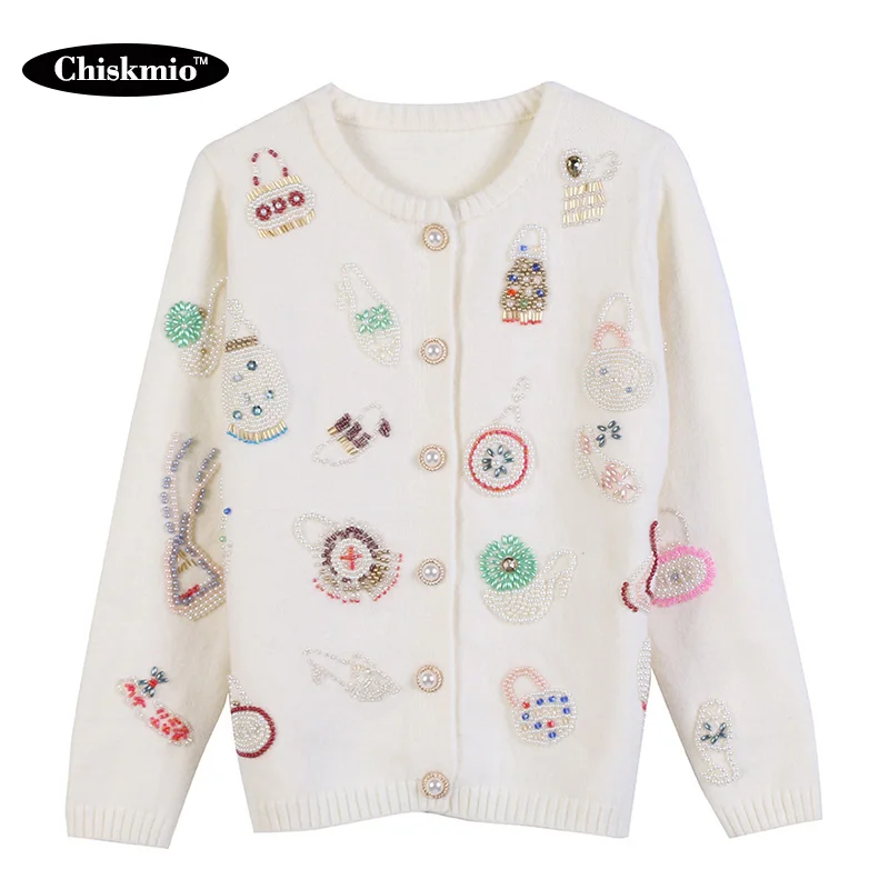 Geometric Pearl Knit Sweater Women Single-Breasted O-Neck Outwear New Keep warm Cardigan Ladies Streetwear Knitwear sueter mujer
Geometric Pearl Knit Sweater Women Single-Breasted O-Neck Outwear New Keep warm Cardigan Ladies Streetwear Knitwear sueter mujer