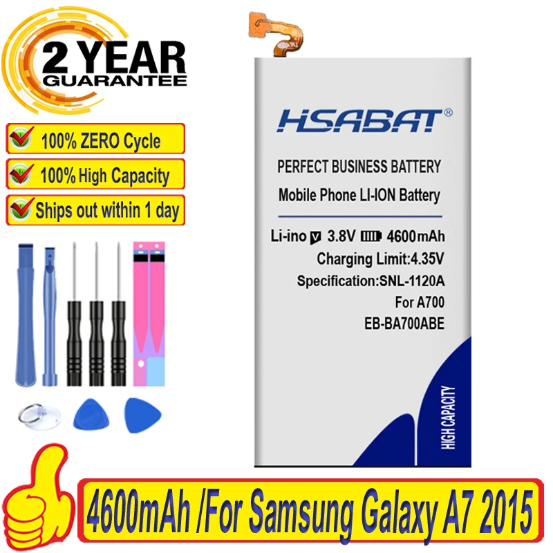 HSABAT 100% новый EB BA700ABE аккумулятор 4600mAh для Samsung Galaxy A7 2015 A700 A700FD A700S A700L A700F A700H A700K A700X