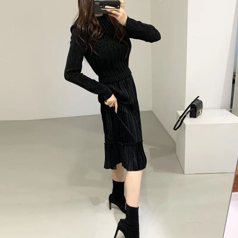 One-Piece Woman Pleated Dress 2020 Women Autumn Winter High Elastic Twist Knitted Dress Slim Woman Korean Office Midi Dresses
One-Piece Woman Pleated Dress 2020 Women Autumn Winter High Elastic Twist Knitted Dress Slim Woman Korean Office Midi Dresses