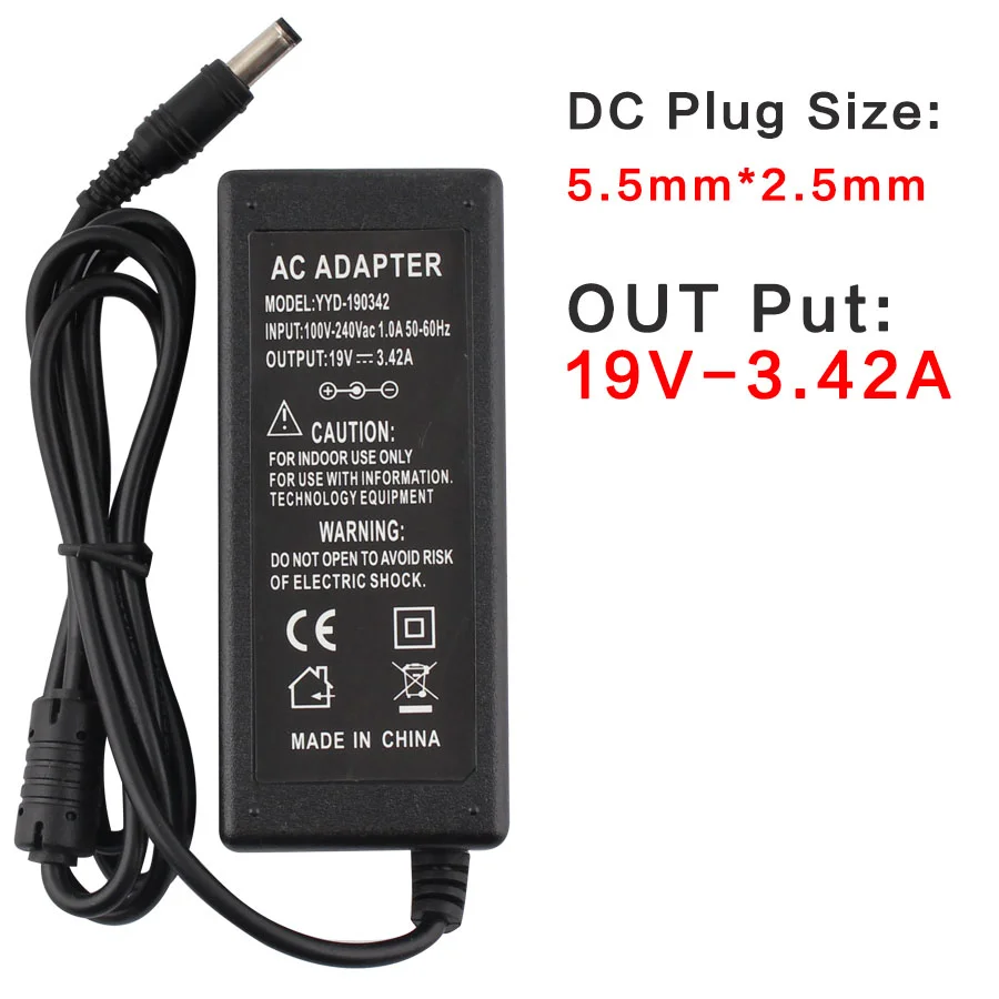 Universal Power Supply 19V 3.42A AC DC Adapter 19V 5.5*2.5mm Universal Notebook Power Adapter For Laptop Charger 65W B450 B550
Universal Power Supply 19V 3.42A AC DC Adapter 19V 5.5*2.5mm Universal Notebook Power Adapter For Laptop Charger 65W B450 B550