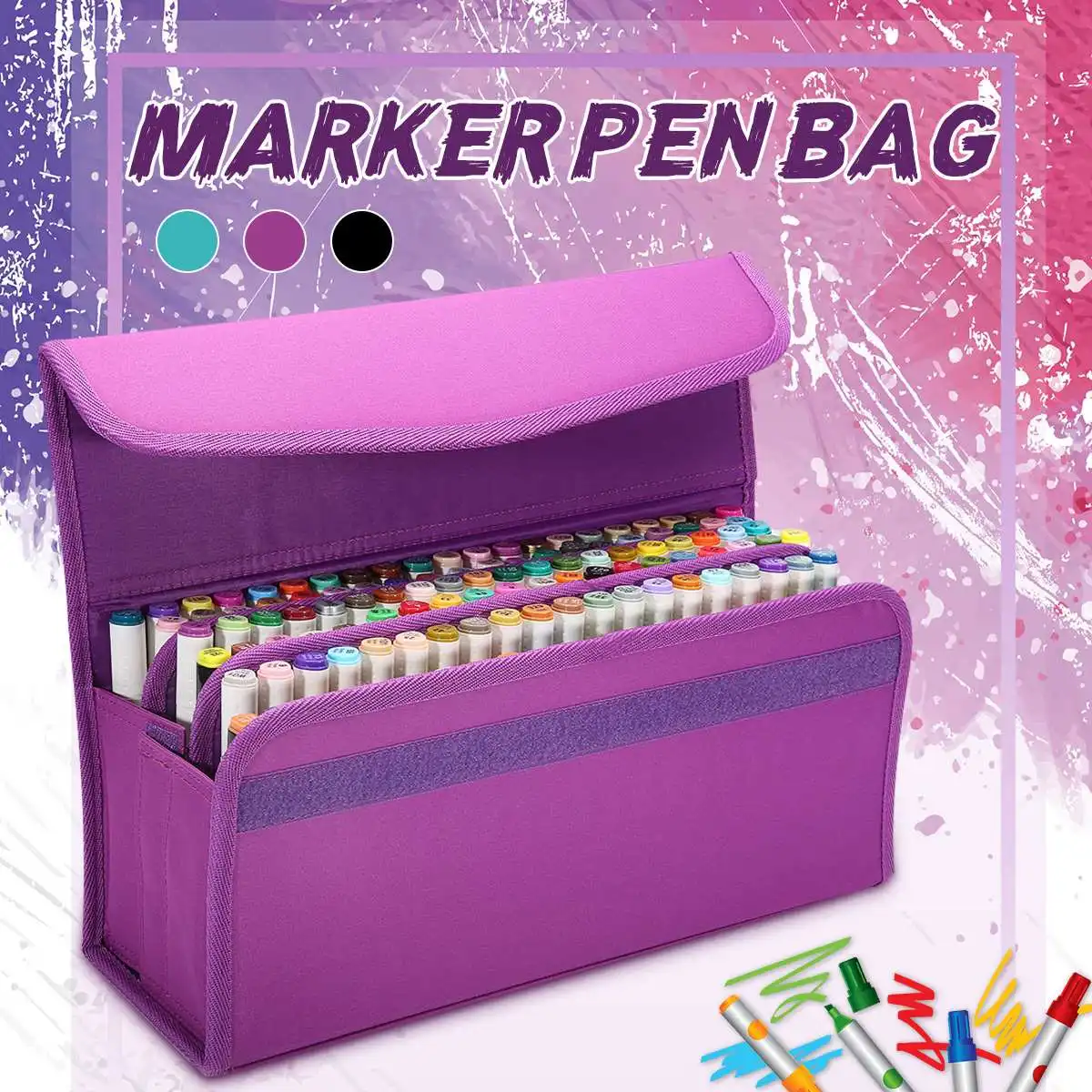 120 Holes Waterproof Fabric Marker Pen Case Markers Bag Portable Case Large Capacity School Pencil Bag For Painting Supplies
120 Holes Waterproof Fabric Marker Pen Case Markers Bag Portable Case Large Capacity School Pencil Bag For Painting Supplies