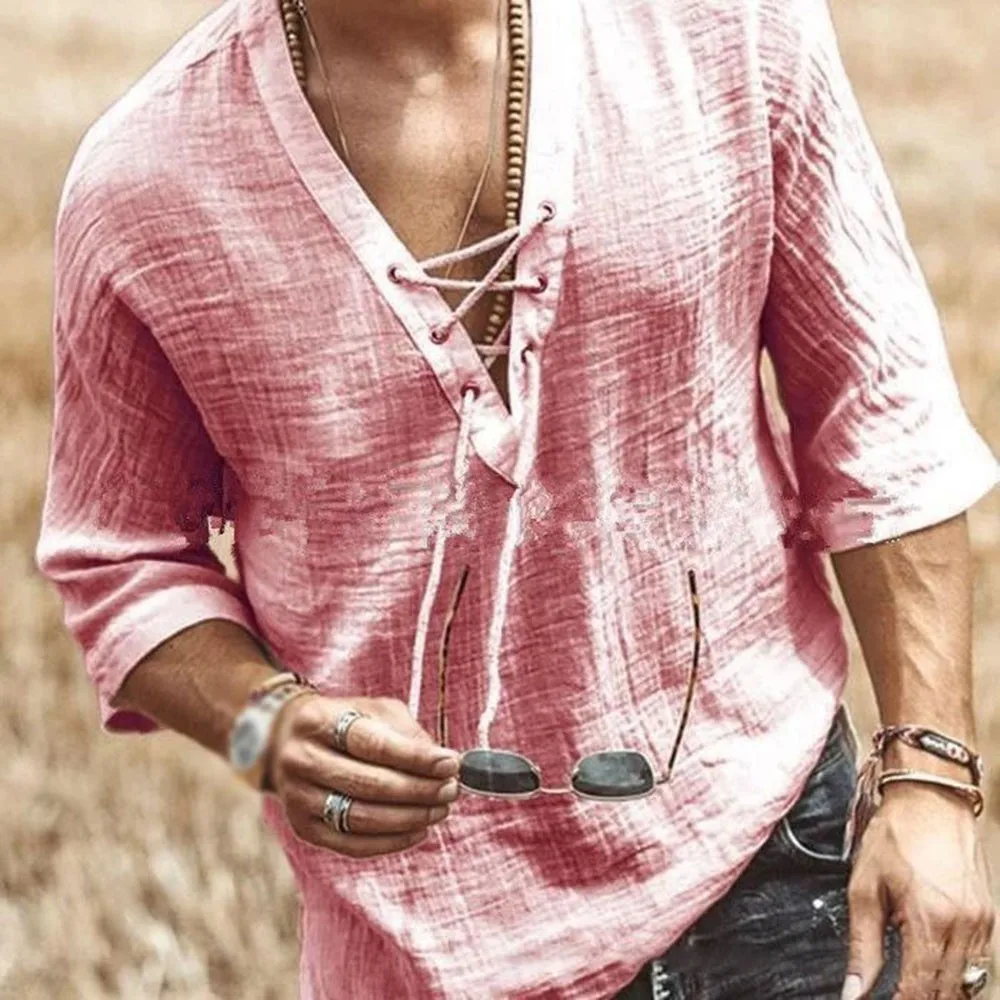 Hot Sale Summer Casual Retro V-Neck Mid-Sleeve T Shirt Men Basic T-shirt Male High Quality Classical Tops Open Stitch Loose Tee
Hot Sale Summer Casual Retro V-Neck Mid-Sleeve T Shirt Men Basic T-shirt Male High Quality Classical Tops Open Stitch Loose Tee