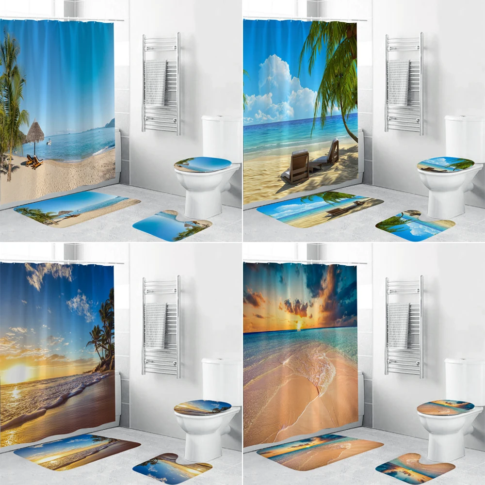 High Quality Sunny Beach Fabric Shower Curtains Bathroom Curtain Sea coastal Non-Slip Rug Toilet Lid Cover Mat Carpet Home Decor
High Quality Sunny Beach Fabric Shower Curtains Bathroom Curtain Sea coastal Non-Slip Rug Toilet Lid Cover Mat Carpet Home Decor