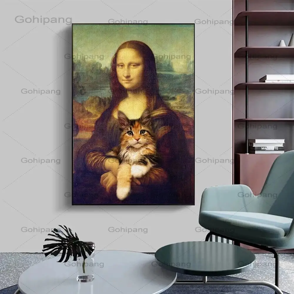 Mona Lisa Holding Cat Canvas Painting and Funny Art Decoration Poster Da Vinci Famous Painting Living Room Decoration
Mona Lisa Holding Cat Canvas Painting and Funny Art Decoration Poster Da Vinci Famous Painting Living Room Decoration