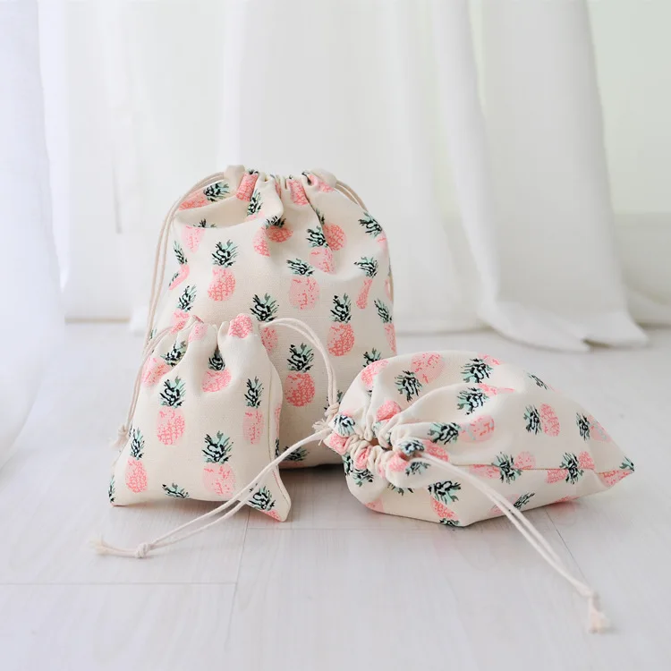 Printed Drawstring Bag Draw pocket Storage Beam Lattice Wave Pattern Farmhouse Style Sack Bags 3pcs/set | Дом и сад