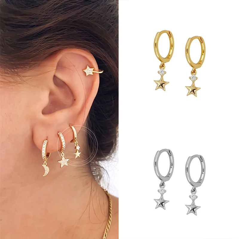 925 Sterling Silve Zircon Small Hoop Earrings for Women Moon Cross Huggie Earrings Pendientes Aretes Fashion Joyero as Girl Gift
925 Sterling Silve Zircon Small Hoop Earrings for Women Moon Cross Huggie Earrings Pendientes Aretes Fashion Joyero as Girl Gift