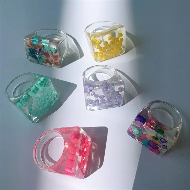 New Korean Transparent Colorful Stone Beads Geometry Exaggerated Square Resin Acrylic Rings For Women Girls Jewelry Party Gifts
New Korean Transparent Colorful Stone Beads Geometry Exaggerated Square Resin Acrylic Rings For Women Girls Jewelry Party Gifts