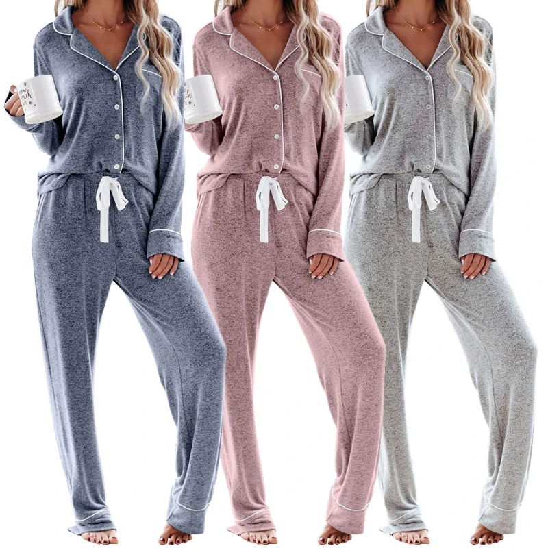Long Sleeve Long Pants Solid Color 2 Piece Pijamas Set Soft Cotton Lounge Wear Pyjamas Women Lounge Wear
Long Sleeve Long Pants Solid Color 2 Piece Pijamas Set Soft Cotton Lounge Wear Pyjamas Women Lounge Wear