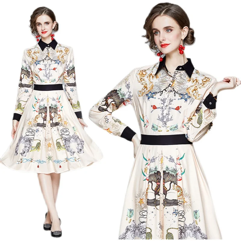 New Elegant Vintage Women Print Slim Tunic Dress Evening Party Clothing Lady Long Sleeve Dresses
New Elegant Vintage Women Print Slim Tunic Dress Evening Party Clothing Lady Long Sleeve Dresses