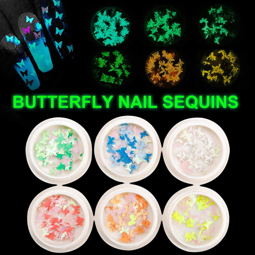 Nail Art Fluorescent Sequins Butterfly Night Light Flakes Glow in the Dark 3D DIY Nail Stickers Decal Manicure Rhinestones Decor
Nail Art Fluorescent Sequins Butterfly Night Light Flakes Glow in the Dark 3D DIY Nail Stickers Decal Manicure Rhinestones Decor