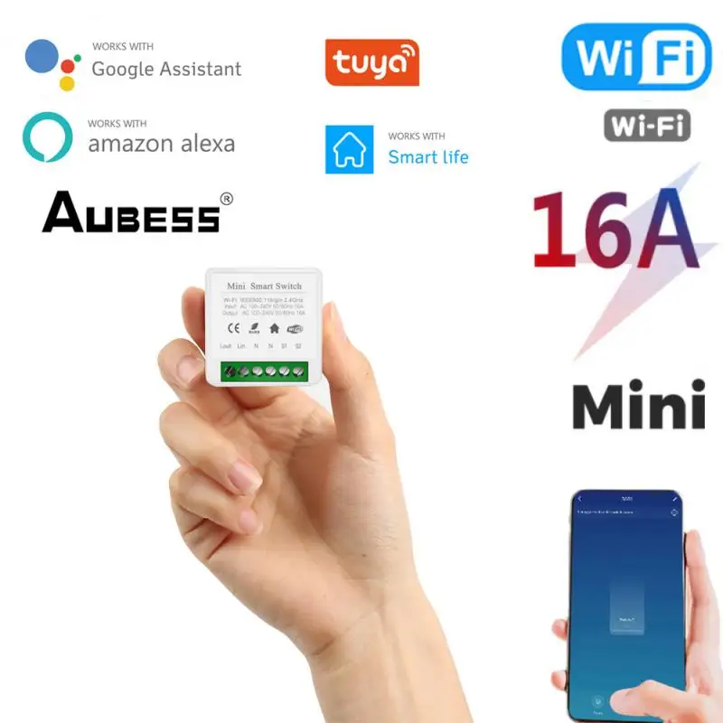 Модуль переключателя Aubess 16 А с поддержкой Wi-Fi и голосовым управлением 
Модуль переключателя Aubess 16 А с поддержкой Wi-Fi и голосовым управлением