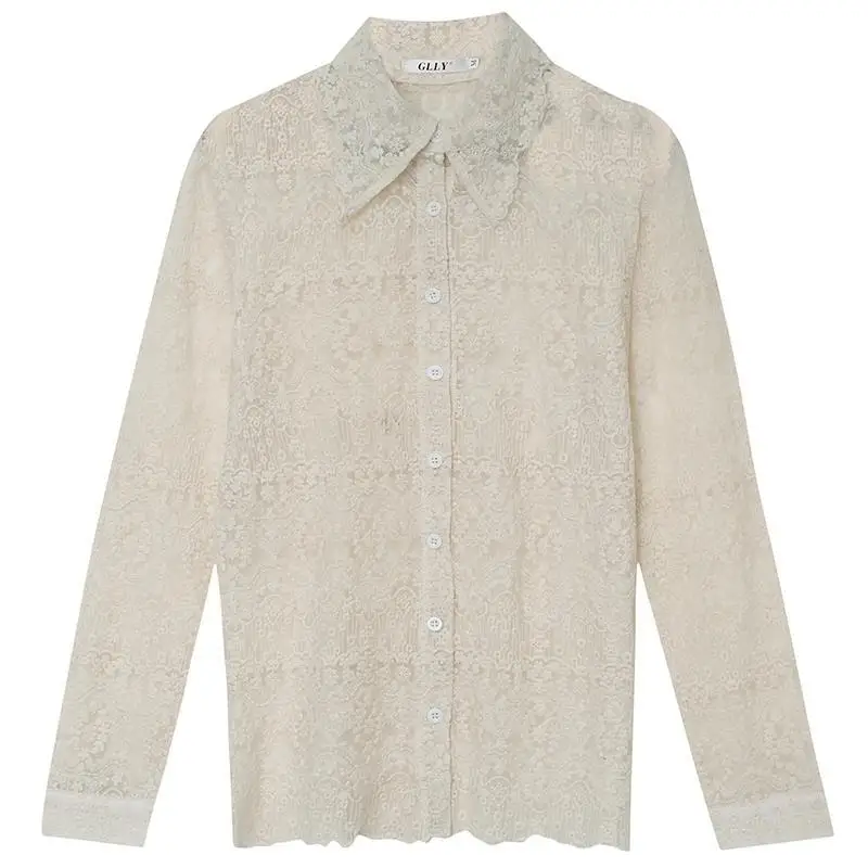 Lace Bottomed Blouse with Mesh Inside 2021 Spring and Autumn Fine European Lapel Shirt Foreign Style Top Long Sleeve Blouse
Lace Bottomed Blouse with Mesh Inside 2021 Spring and Autumn Fine European Lapel Shirt Foreign Style Top Long Sleeve Blouse