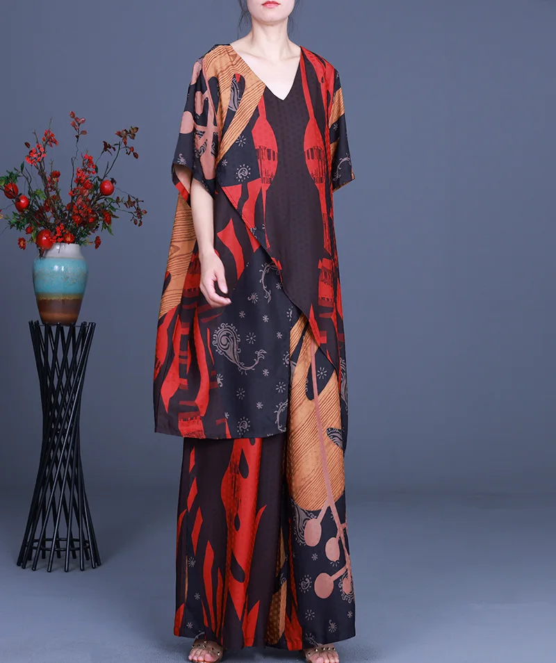 SuperAen 2021 Summer New Plus Size Loose Irregular Printed Tops+Waist Wide Leg Pants Set
SuperAen 2021 Summer New Plus Size Loose Irregular Printed Tops+Waist Wide Leg Pants Set