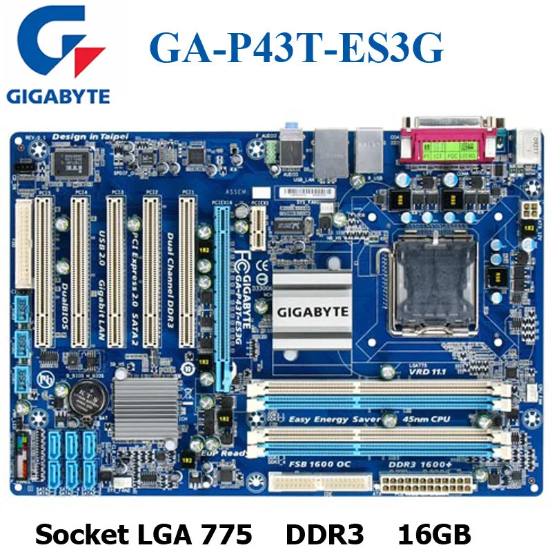 Материнская плата для GIGABYTE материнская настольного ПК P43 P43T разъем LGA 775 ATX DDR2 16G