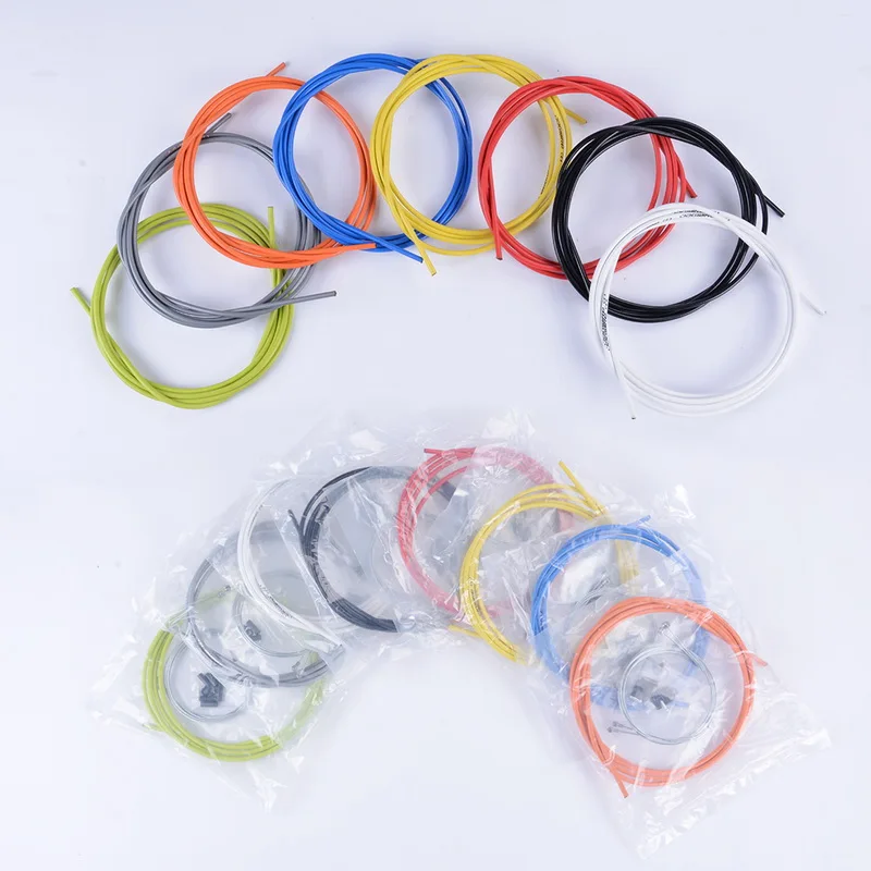 6 IN 1 MTB Road Bike Bicycle Brake Cable Shift Line Set 4mm/5mm Transmission Tube Cables Wire With 2 Caps 2m Variable Speed Pipe 
6 IN 1 MTB Road Bike Bicycle Brake Cable Shift Line Set 4mm/5mm Transmission Tube Cables Wire With 2 Caps 2m Variable Speed Pipe