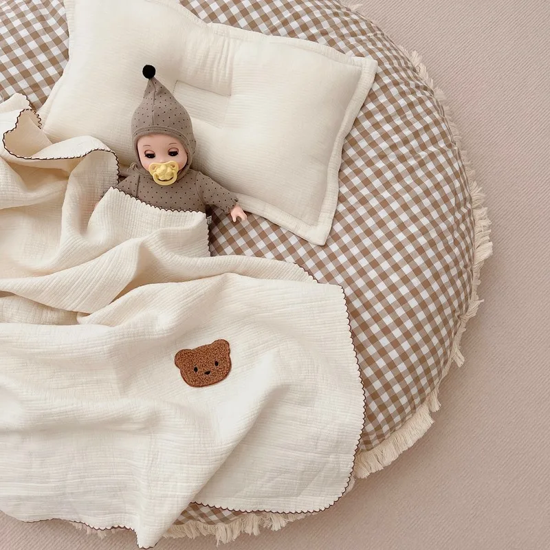 Ins Korea Newborn Baby Cotton Gauze Towel Cartoon Bear Blanket Soft Wrapper Children Nap Quilt Keep Warm Windproof Infant Pillow
Ins Korea Newborn Baby Cotton Gauze Towel Cartoon Bear Blanket Soft Wrapper Children Nap Quilt Keep Warm Windproof Infant Pillow