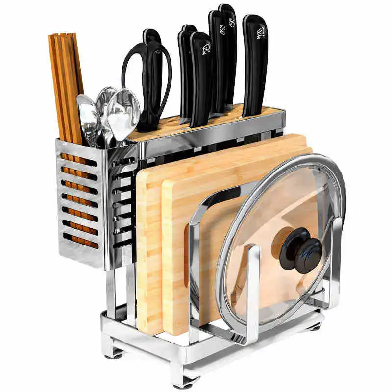 Stainless steel desktop knife rack kitchen rack vegetable sticky board multi-function put tool chopsticks houseware storage
Stainless steel desktop knife rack kitchen rack vegetable sticky board multi-function put tool chopsticks houseware storage