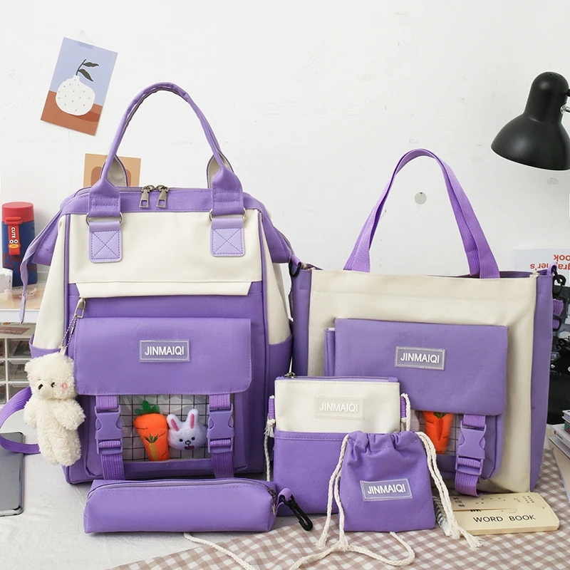 5 Pcs Set Harajuku Women Laptop Backpack Canvas School Bags For Teenage Girls Kawaii College Student Kids Book Bag Rucksack 56
5 Pcs Set Harajuku Women Laptop Backpack Canvas School Bags For Teenage Girls Kawaii College Student Kids Book Bag Rucksack 56