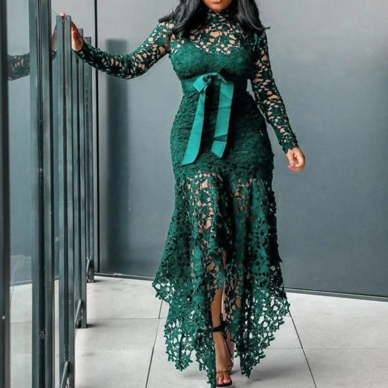 Women's solid color long sleeve round neck hollow out irregular 5 color long skirt spring and summer new lace long sleeve dress
Women's solid color long sleeve round neck hollow out irregular 5 color long skirt spring and summer new lace long sleeve dress