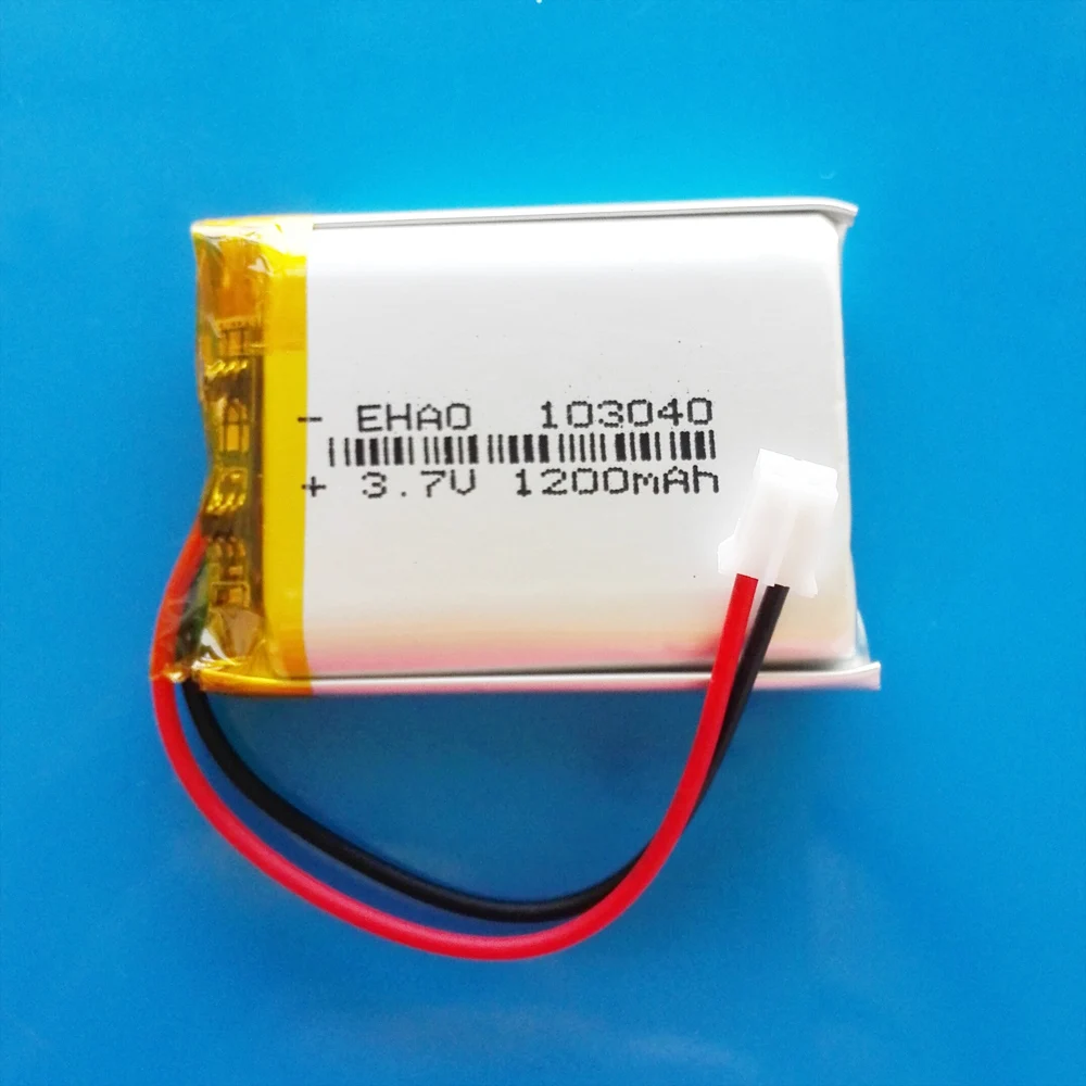 

103040 3.7V 1200mAh lipo polymer lithium Rechargeable battery + JST PH 2.0mm 2pin plug for MP3 GPS DVD recorder headset camera