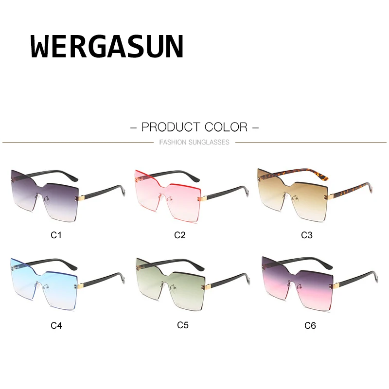 WERGASUN Oversized Gradient Sunglasses Women Fashion Rimless square Female Shades Luxury Brand Designer Personality Eyewear
WERGASUN Oversized Gradient Sunglasses Women Fashion Rimless square Female Shades Luxury Brand Designer Personality Eyewear