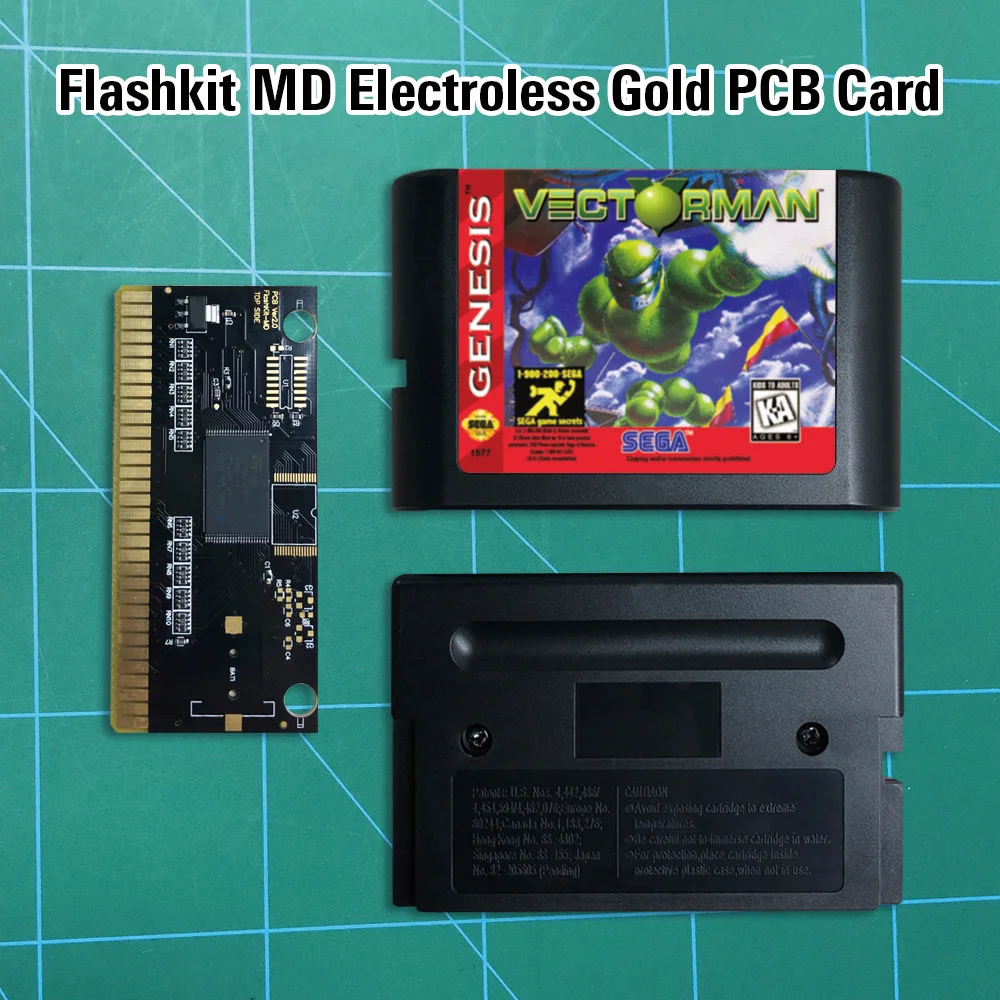 Vectorman 1 Flashkit MD никелевое золото схема на основе печатной платы 16 бит игры Картридж