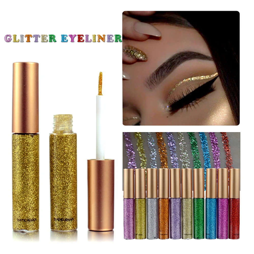 

1pc HANDAIYAN Shining Glitter Liquid Eyeliner Pencil Diamond Shimmer Eye Liner Rose Gold Color Eyeliner Makeup For Eye Cosmetics