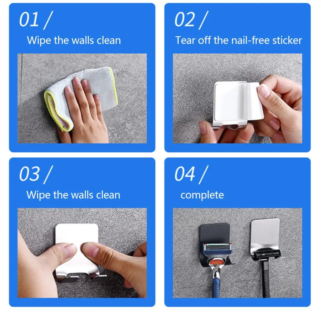 Fashion Razor Holder Stainless Steel Men Shaving Shaver Shelf Hanger Strong Bathroom Bedroom Home Viscose Wall Hooks Hanger 
Fashion Razor Holder Stainless Steel Men Shaving Shaver Shelf Hanger Strong Bathroom Bedroom Home Viscose Wall Hooks Hanger