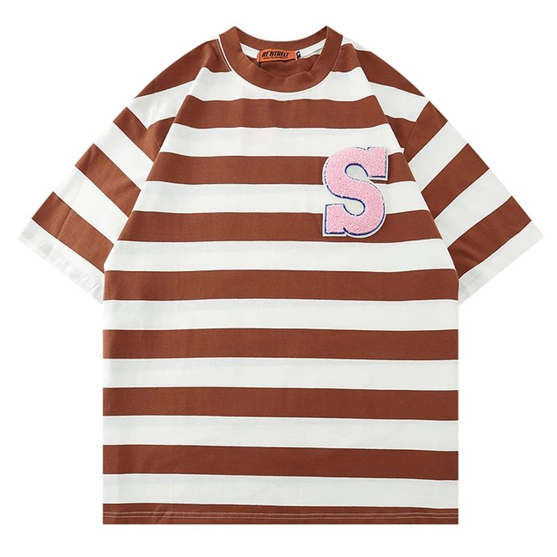 Mens Stripe Letter Embroidery T Shirt Unisex Short Sleeve t shirts 2021 Summer Oversized T-shirt 100% Cotton O-neck Couple Tees
Mens Stripe Letter Embroidery T Shirt Unisex Short Sleeve t shirts 2021 Summer Oversized T-shirt 100% Cotton O-neck Couple Tees