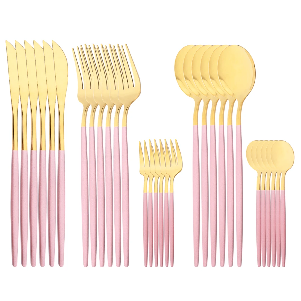 Mirror Pink Gold 30pcs Western Dinnerware Set Stainless Steel Cutlery Set Fork Knife Spoon Tableware Set Kitchen Bar Accessories
Mirror Pink Gold 30pcs Western Dinnerware Set Stainless Steel Cutlery Set Fork Knife Spoon Tableware Set Kitchen Bar Accessories