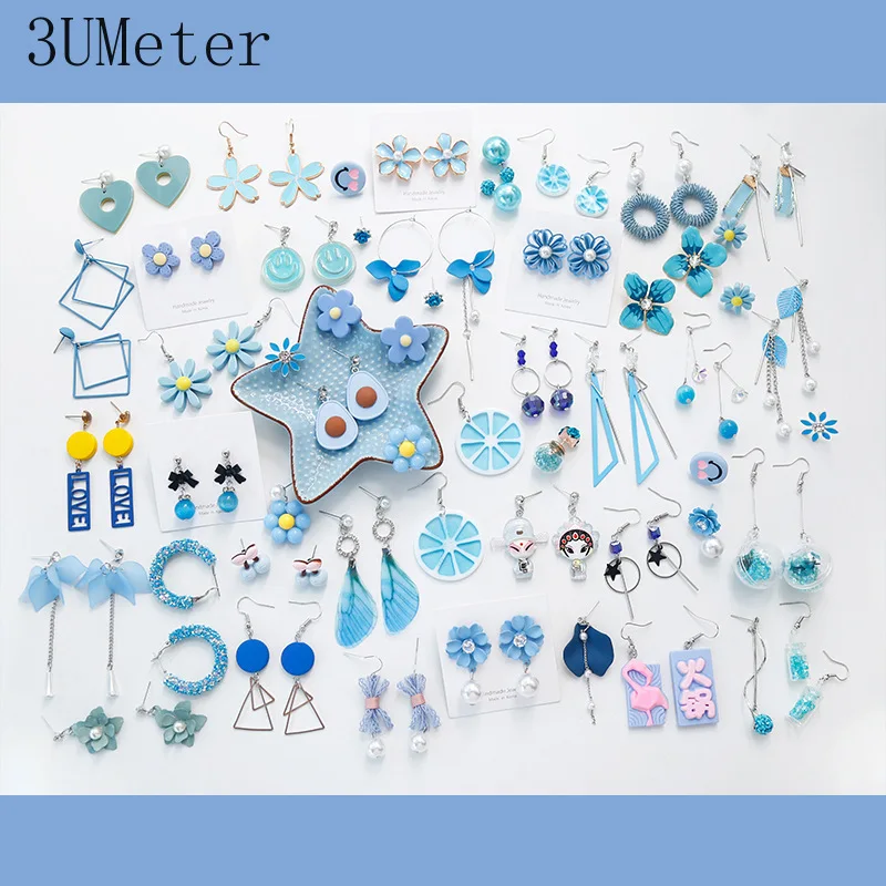 3UMeter Blue Series серьги для женщин с геометрическим рисунком опал гвоздики