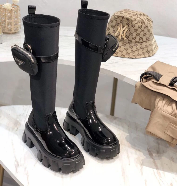 Belt Buckled Pocket Stretch Leather Military Boots Flat Platform Designers Chunky Sole New Round Toe High Heel Black Shoes Women
Belt Buckled Pocket Stretch Leather Military Boots Flat Platform Designers Chunky Sole New Round Toe High Heel Black Shoes Women