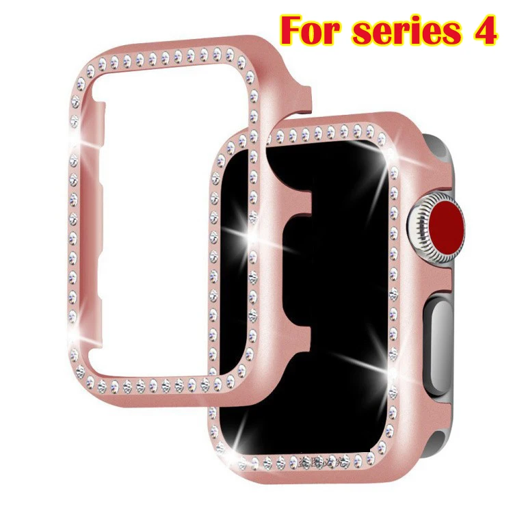 Aluminum Bling Crystal Diamond Cover For Apple Watch Case band series 6 5 4 40 44 Metal Alloy for iwatch se 3 2 1 shell 38 42mm | Наручные