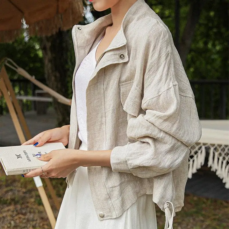 New Style Autumn 2020 Casual Vintage Pockets Streetwear Stand Brief Cotton Linen Tops New Solid Women Loose Coat
New Style Autumn 2020 Casual Vintage Pockets Streetwear Stand Brief Cotton Linen Tops New Solid Women Loose Coat
